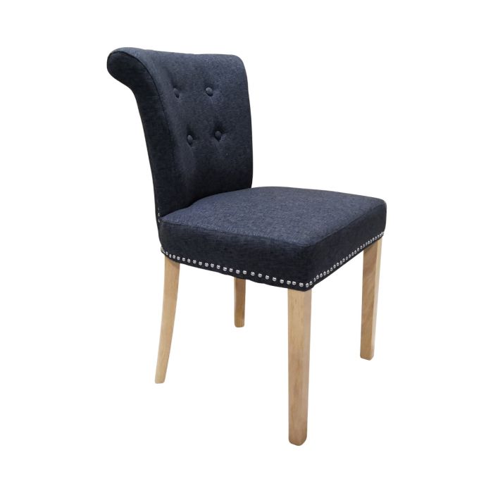Castle Dining Chair (Schiehallion Dark Grey Plain Fabric,  Natural Oak Leg)