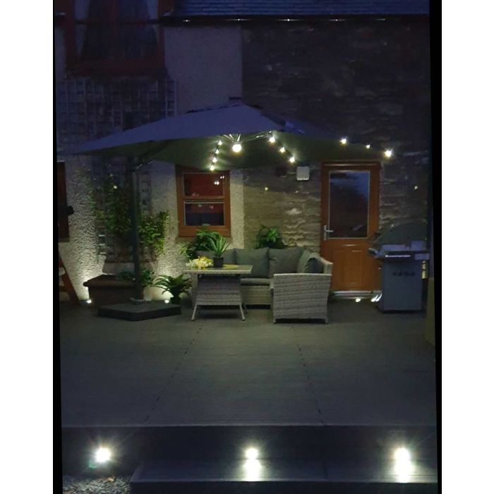 Barbados Cantilever Parasol 300cmx300cm Square with LED Lights - Anthracite
