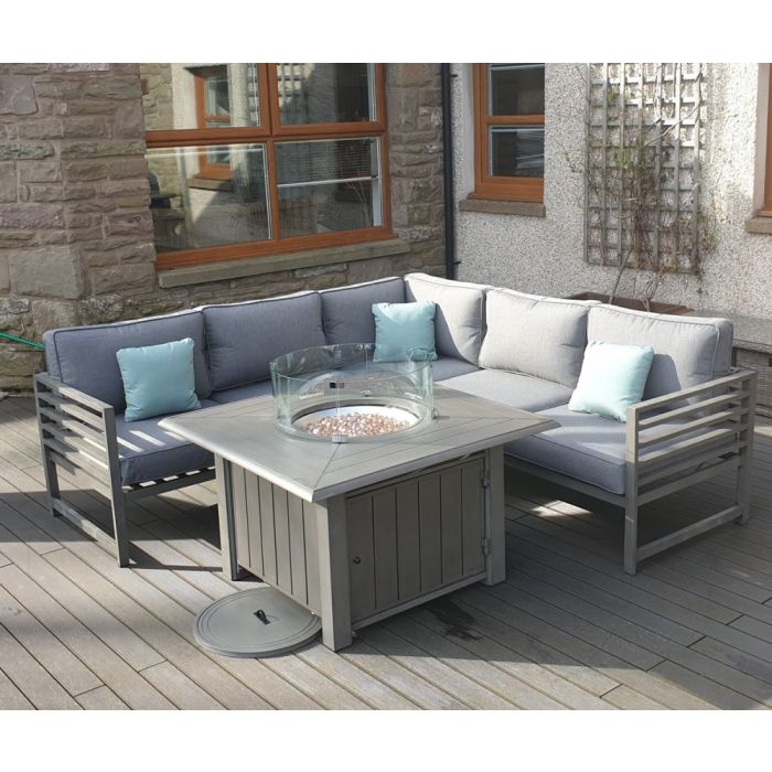 Alabama Corner Lounge Set with Gas Fire Pit Table