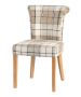 Castle Dining Chair - Box of 2 (Clova Brown Check Fabric, Natural Oak Leg)