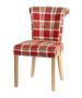 Castle Dining Chair  - Box of 2 (Prosen Red Check Fabric,  Natural Oak Leg)