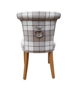 Castle Dining Chair  (Clova Brown Check Fabric, Natural Oak Leg)