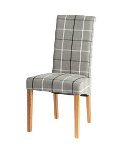 Vestry Dining Chair (Moy Grey Check Fabric,  Natural Oak Leg)