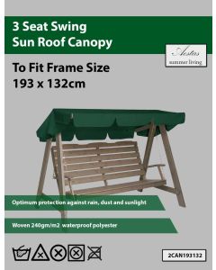 Forest Green 3 Seat Swing Canopy 193x132cm