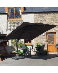 Barbados Cantilever Parasol 300cmx300cm Square with LED Lights - Anthracite