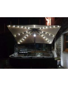 Barbados Cantilever Parasol 300cmx300cm Square with LED Lights - Taupe