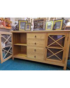 Manor Oak Sideboard with tempered glass doors